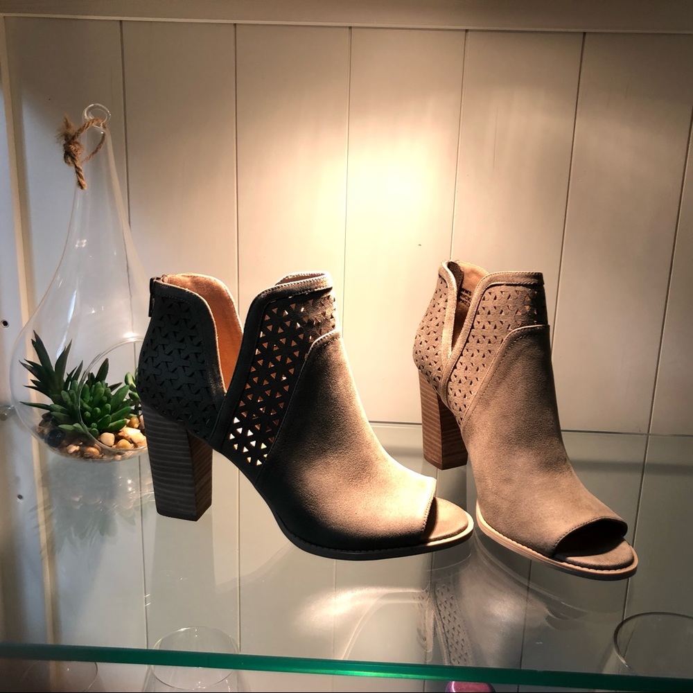 Olive Open-toe Bootie